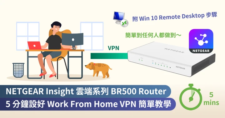 <b>NETGEAR Insight 雲端系列 BR500 Router <br>5 分鐘設好 Work From Home VPN 教學 <br>(附 Windows Remote Desktop 設定步驟)</b>