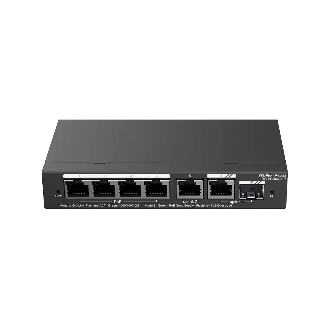 <b>Reyee (RG-ES206GS-P) </b><br>,6-Port Gigabit PoE+ 雲端管理交換機 | 4x1G PoE+ | 1x1G | 1x1G Combo Port)