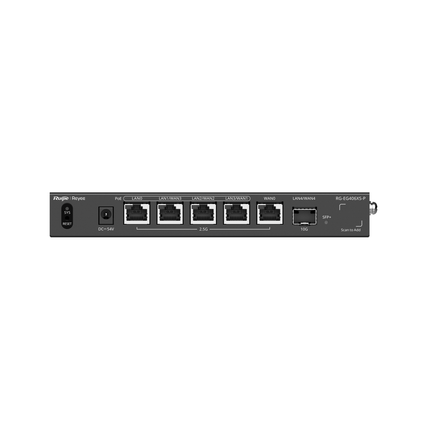 <b>Reyee (RG-EG406XS-P)</b><br>4-Port PoE/PoE+ 2.5G 高性能雲端管理商用路由器 | 4x2.5G PoE+ | 1x10G SFP+