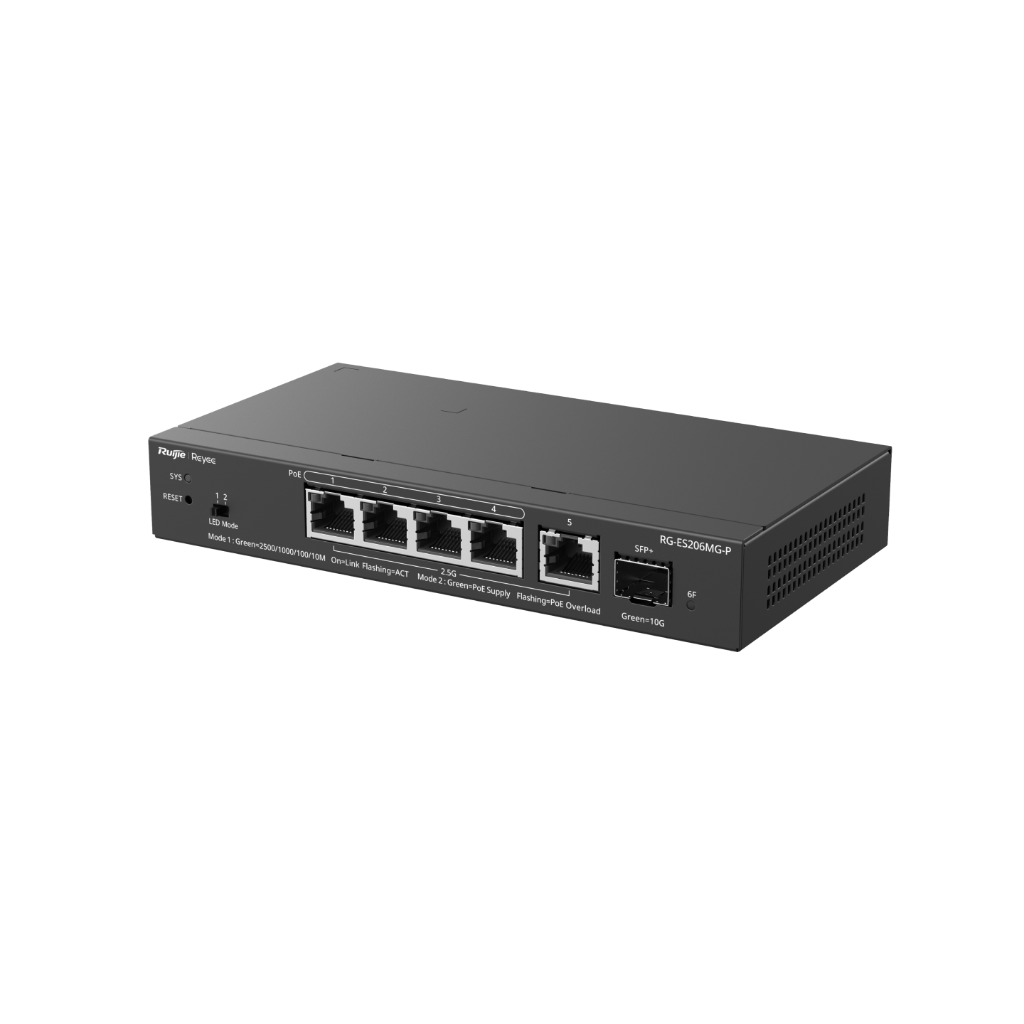 <b>Reyee (RG-ES206MG-P) </b><br>5-Port 2.5G 雲端管理 PoE+ (70W) 交換機, 1 x 10G SFP+