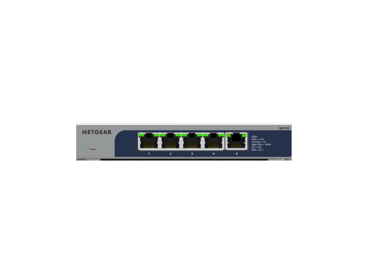 <b>NETGEAR (MS105)</b> <br>Multi-Gigabit Ethernet 非網管交換機 | 5x100M/1G/2.5G