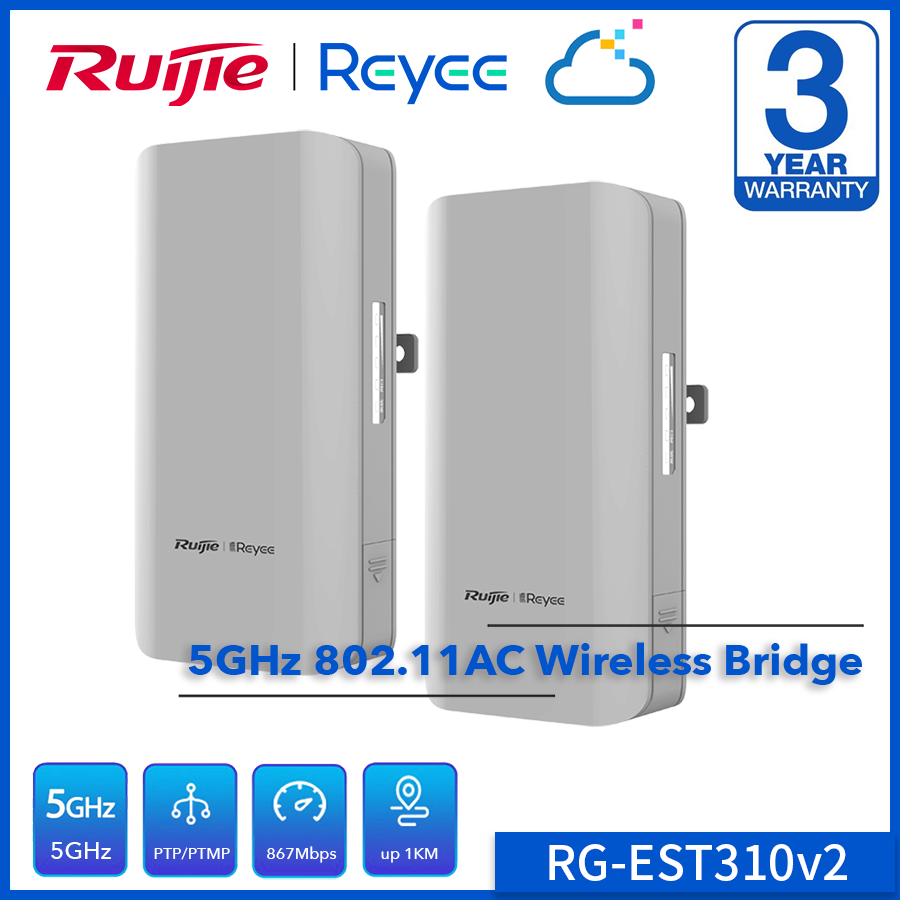 Reyee (RG-EST310 V2) 5GHz Dual-stream 802.11ac 1KM Wireless Bridge