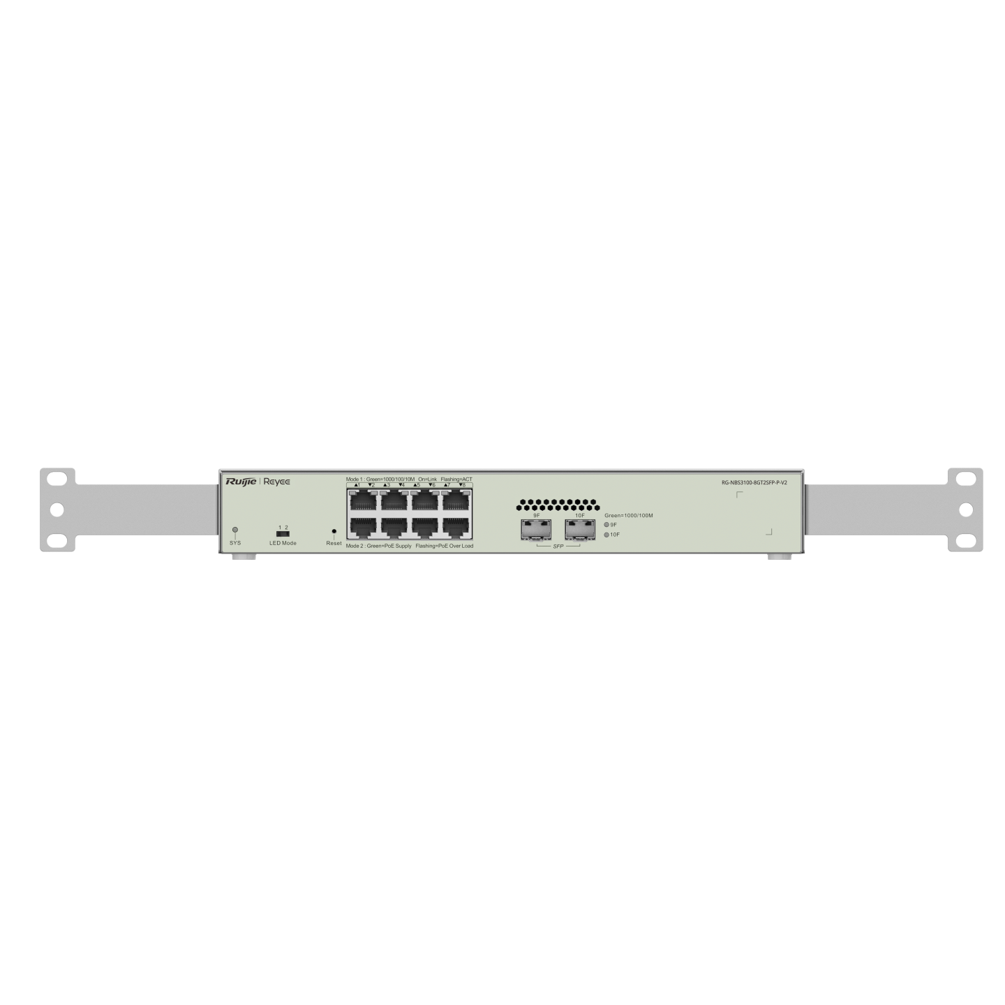 Reyee (RG-NBS3100-8GT2SFP-P-v2) 10-Port Gigabit L2 PoE+ 雲端管理交換機 (125W)