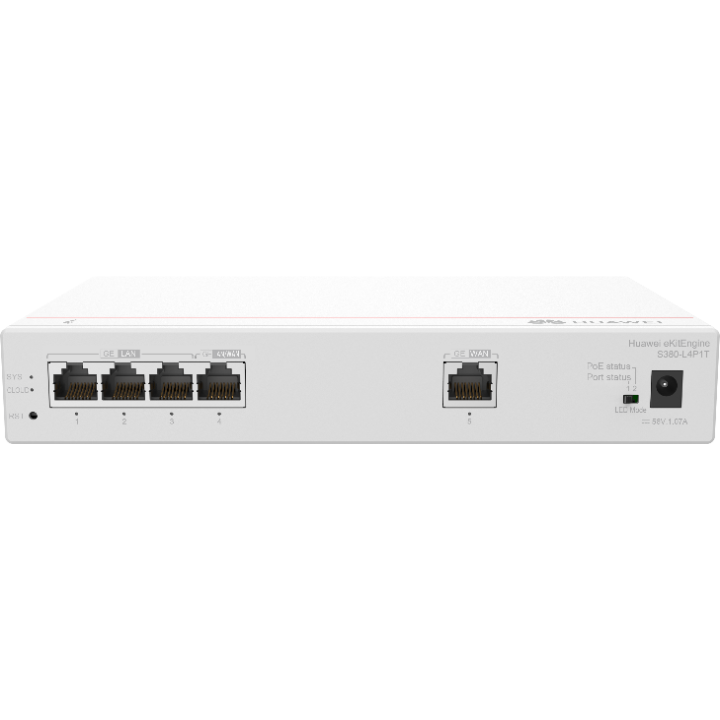 Huawei eKit (S380-L4P1T)<br> Multi-Service PoE Gateway, 1G WAN, 4 x 1G LAN, 200 users, support 32 AP (50W)