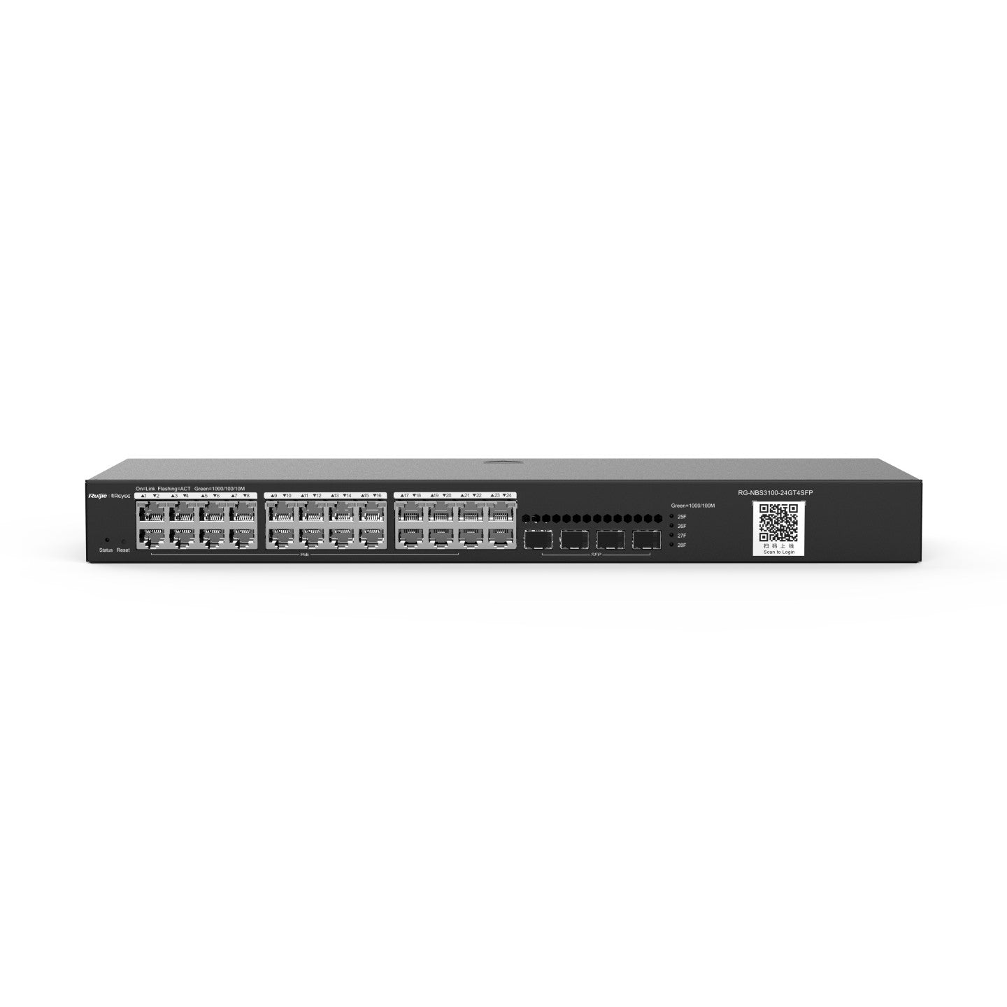 Reyee (RG-NBS3100-24GT4SFPv2) 28-Port Gigabit L2 雲端管理交換機 | 24x1G | 4x1G SFP