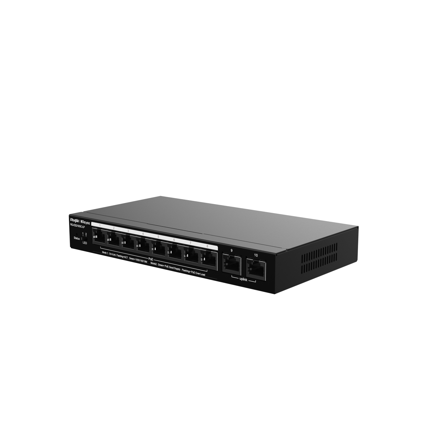 RG-ES210GC-LP, 10-Port Gigabit Smart (1-8 PoE+) 雲端管理交換機