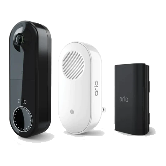 <b>Arlo Essential (AVD2001B + AC2001 + VMA2400)</b><br>無線視訊門鈴 3合1 套裝A<br>(門鈴 + Chime 2 + 充電鋰電池)