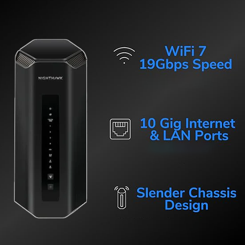NETGEAR Nighthawk (RS700S) 三頻 BE19000 WiFi 7 路由器 | 10 Gig Ports | USB 3.0 | 送 1 年 NETGEAR Armor