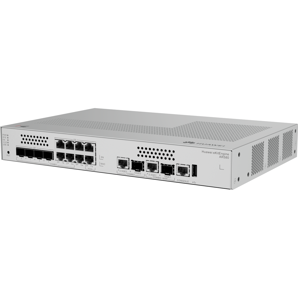 Huawei eKit (AR580) Multi-Service Gateway | 1x10GE(SFP+)/2.5GE Combo+2xGE Wan | 1x10GE(SFP+)/2.5GE Combo+4xGE Combo+2xGE LAN | 1xUSB2.0 | Built-in AC power | Fanless