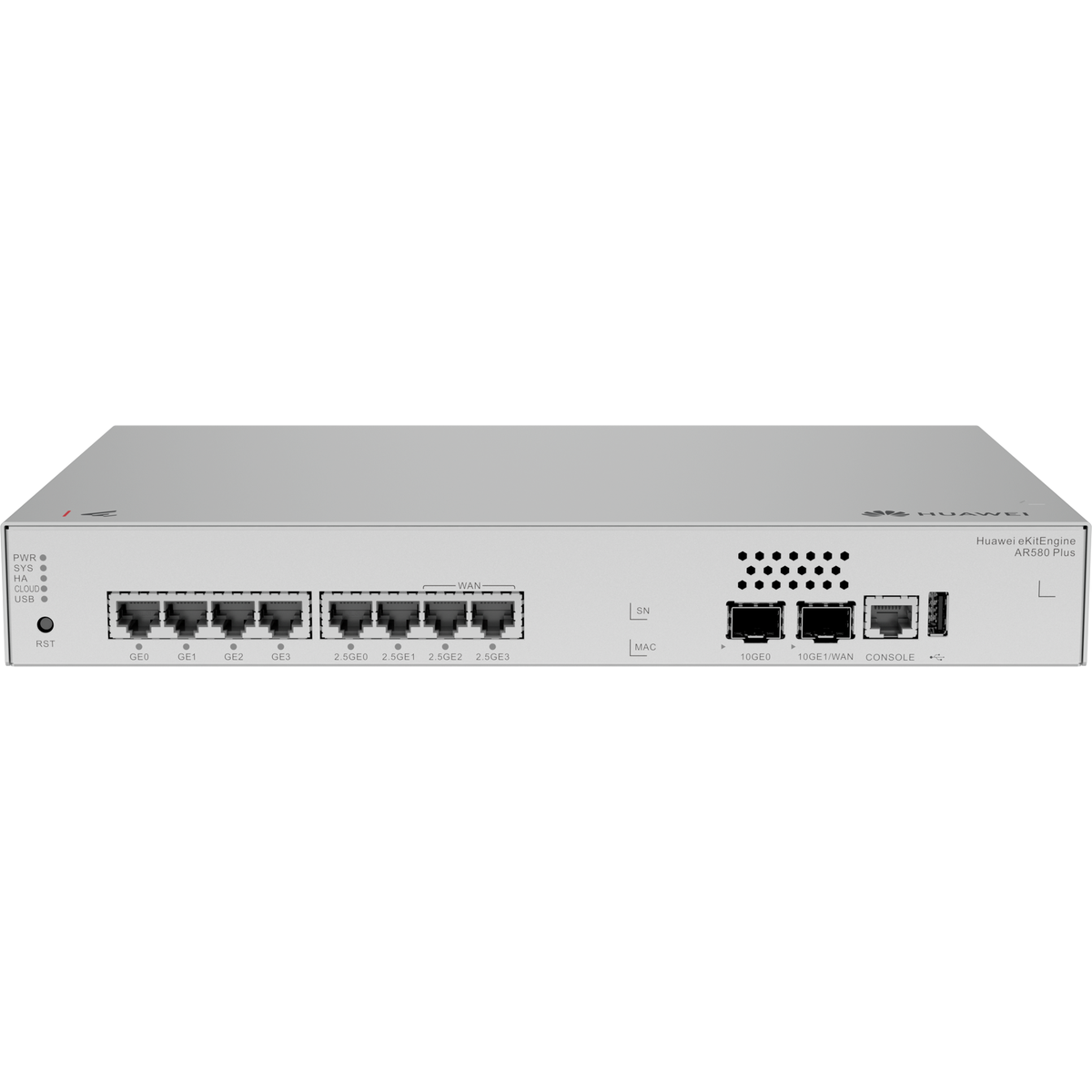 Huawei eKit (AR580Plus) Multi-Service Gateway | 1x10GE(SFP+)+2x2.5GE Wan | 1x10GE(SFP+)+2x2.5GE+4xGE LAN | 1xUSB2.0 | Built-in AC power
