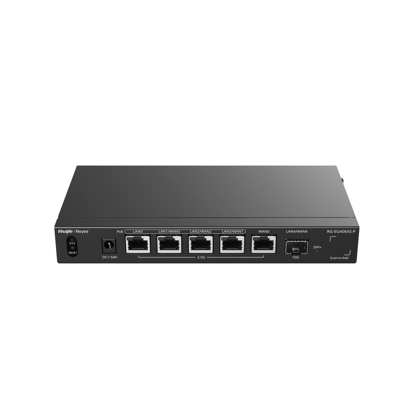 <b>Reyee (RG-EG406XS-P)</b><br>4-Port PoE/PoE+ 2.5G 高性能雲端管理商用路由器 | 4x2.5G PoE+ | 1x10G SFP+