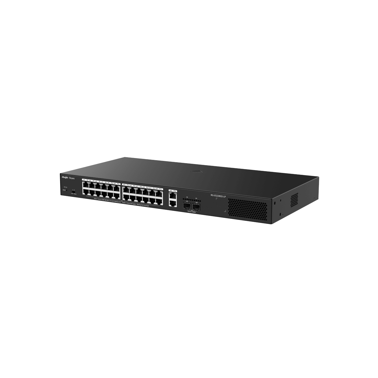 <b>Reyee (RG-ES228GS-LP) </b><br>28-Port 雲端管理 PoE+ (250W) 交換機 |24x1G PoE+ | 2x1G | 2xSFP