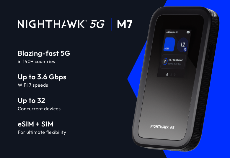 <b>NETGEAR Nighthawk (MH7150)</b> <br>M7 5G BE3600 WiFi 7 流動熱點 | 支援NETGEAR eSIM