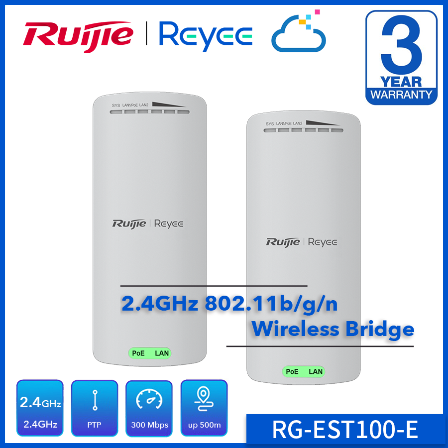 RG-EST100-E, 2.4GHz Dual-stream 500m Wireless Bridge