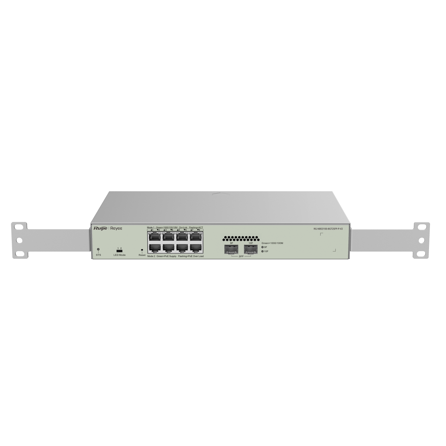 <b>Reyee (RG-NBS3100-8GT2SFP-P-v2) </b><br>10-Port Gigabit L2 PoE+ 雲端管理交換機 (125W)