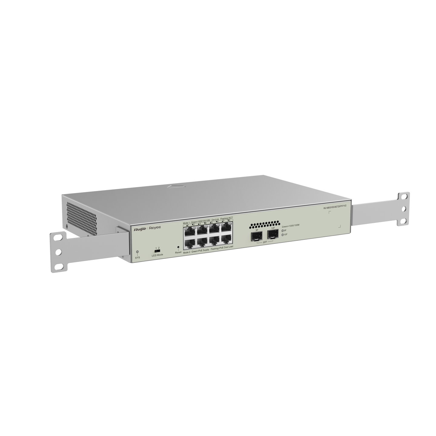 <b>Reyee (RG-NBS3100-8GT2SFP-P-v2) </b><br>10-Port Gigabit L2 PoE+ 雲端管理交換機 (125W)