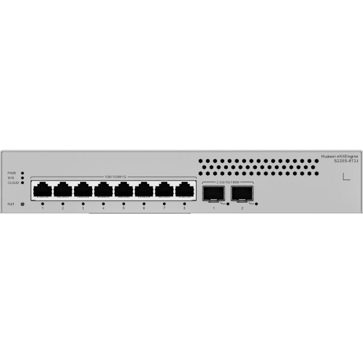 <b>Huawei eKit (S220S-8T2J)</b><br>8埠 千兆L2 網管交換機(無風扇) | 2 x 2.5GE SFP