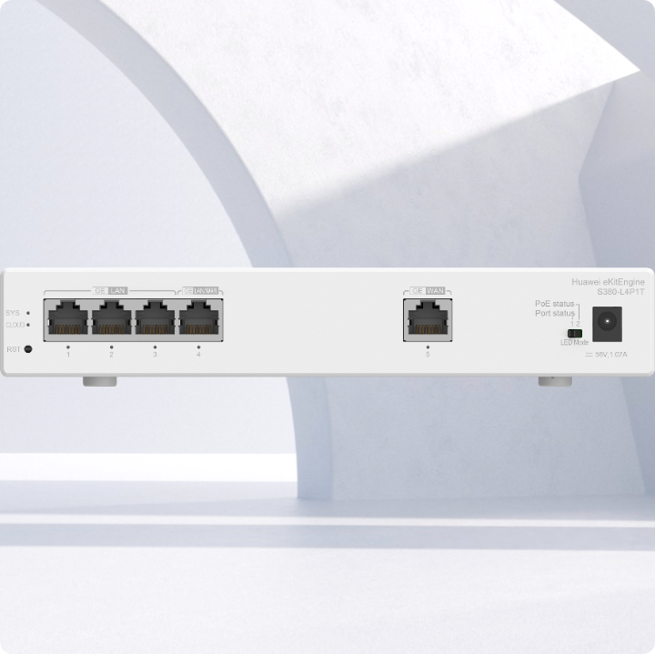 Huawei eKit (S380-L4P1T)<br> Multi-Service PoE Gateway, 1G WAN, 4 x 1G LAN, 200 users, support 32 AP (50W)