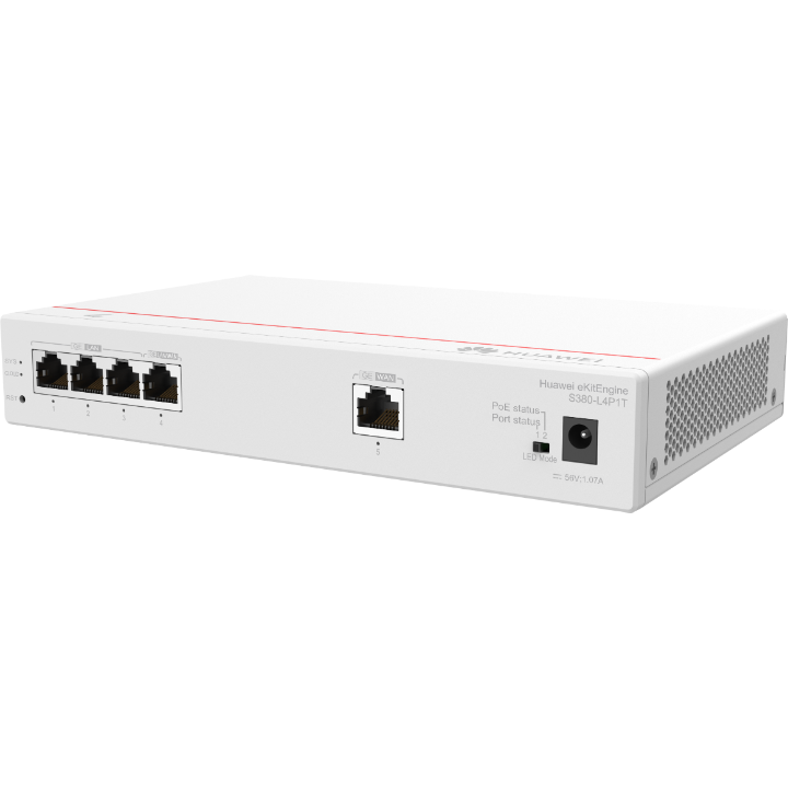 Huawei eKit (S380-L4P1T)<br> Multi-Service PoE Gateway, 1G WAN, 4 x 1G LAN, 200 users, support 32 AP (50W)