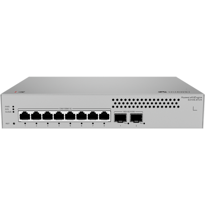 Huawei eKit (S310S-8T2X) <br>L2+ 8 x 10/100/1000BASE-T ports，2 x 10GE SFP+ 交換機 (無風扇)