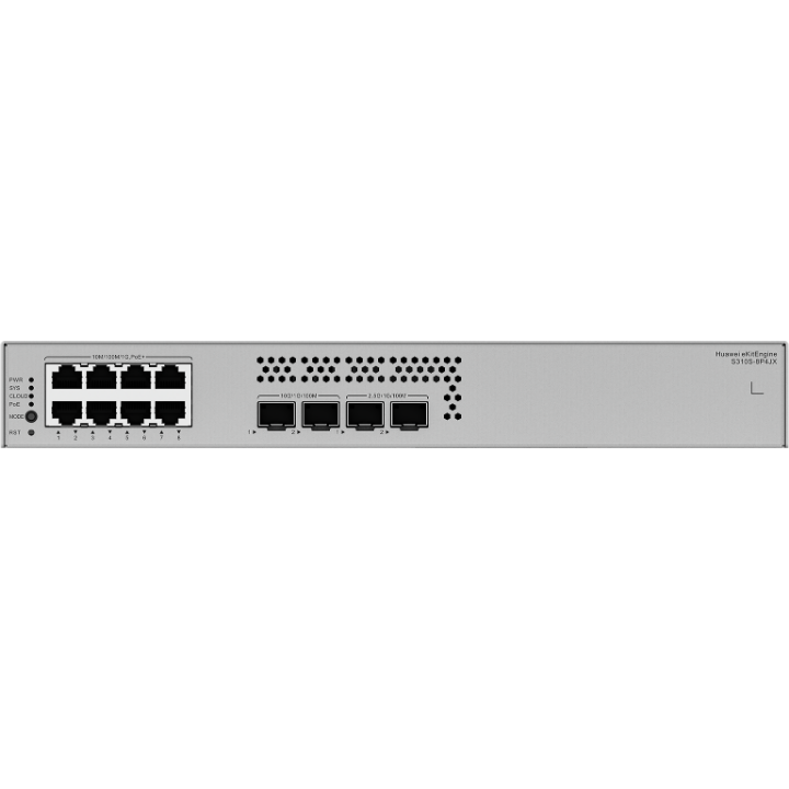Huawei eKit (S310S-8P4JX) <br>L2+ 8 x 10/100/1000BASE-T PoE+ ports, 2 x 10GE SFP+ ports, 2 x 2.5GE SFP ports PoE+  交換機 (128W) (無風扇)