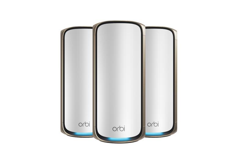 NETGEAR Orbi (RBE973S) 四頻 BE27000 WiFi 7 Mesh 無線系統<br>(3件裝) - 白色 | 送 1 年 NETGEAR Armor
