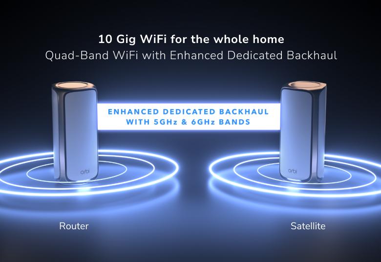 NETGEAR Orbi (RBE973S) 四頻 BE27000 WiFi 7 Mesh 無線系統<br>(3件裝) - 白色 | 送 1 年 NETGEAR Armor
