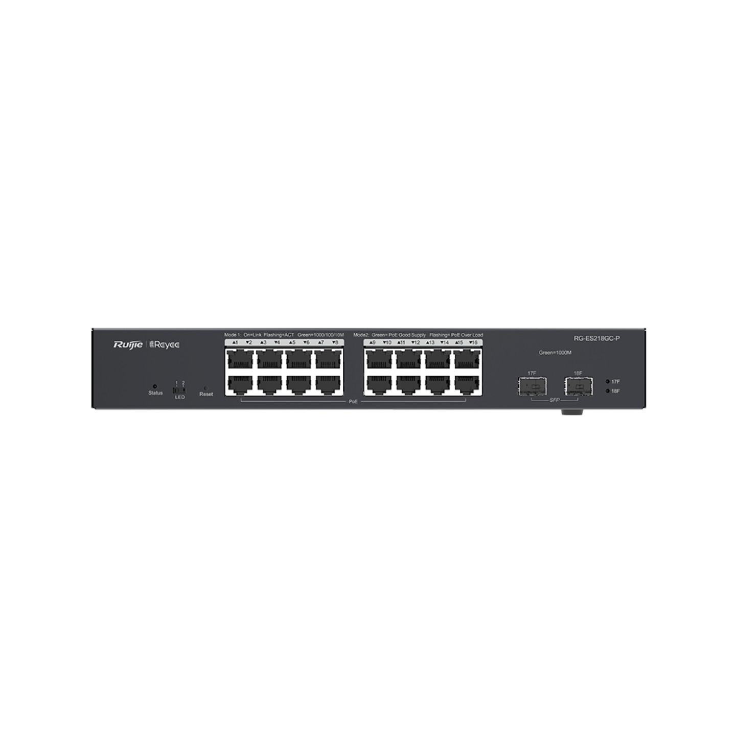 RG-ES218GC-P 16-Port Gigabit PoE+ 雲端管理交換機 | 2xSFP