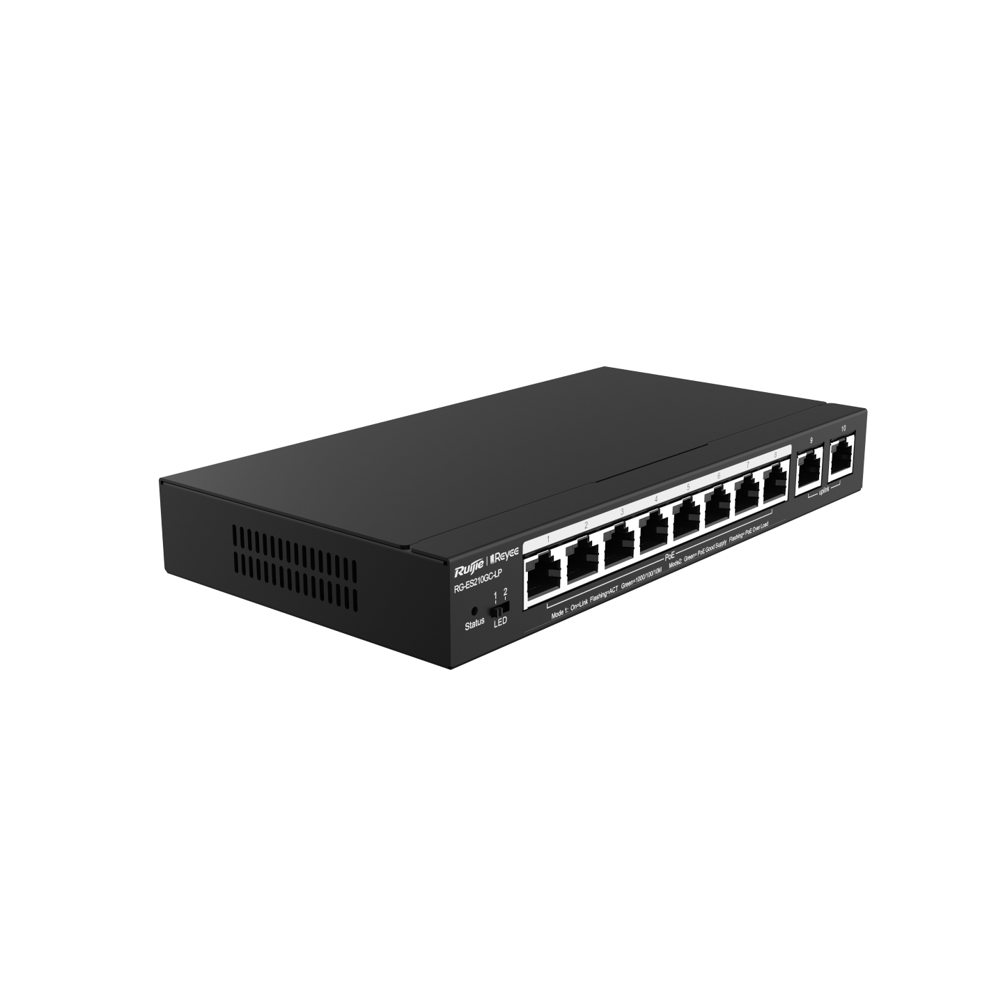 RG-ES210GC-LP, 10-Port Gigabit Smart (1-8 PoE+) 雲端管理交換機